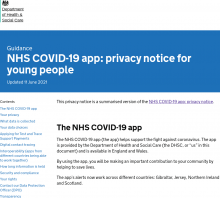 NHS COVID-19 app: privacy notice for young people[Updated 11th June 2021]
